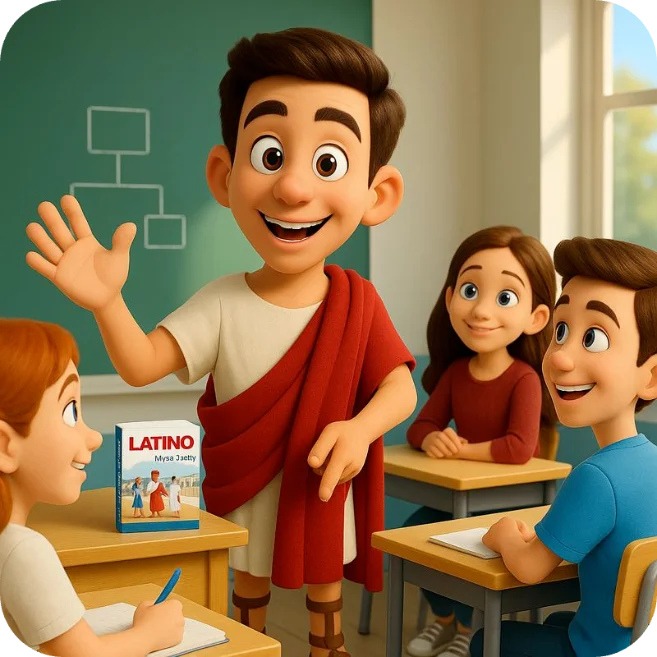 Studente in classe che segue la lezione di latino